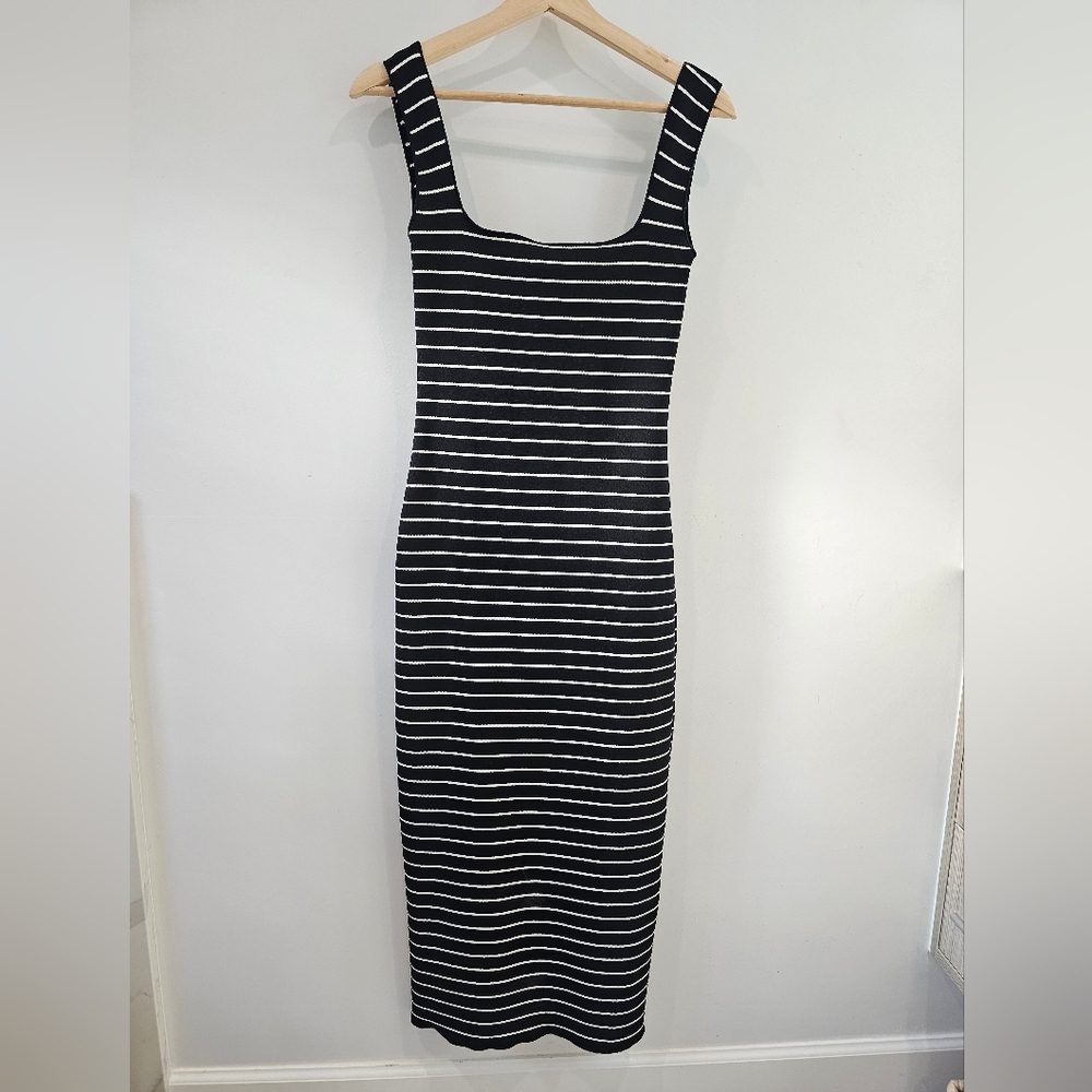 Zara Black and White Striped Dress